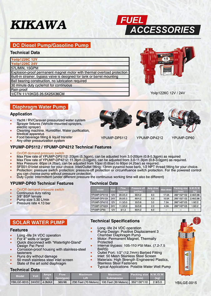Kikawa Diesel Pumps／Fuel Accessories／木川油泵及燃料配件規格3