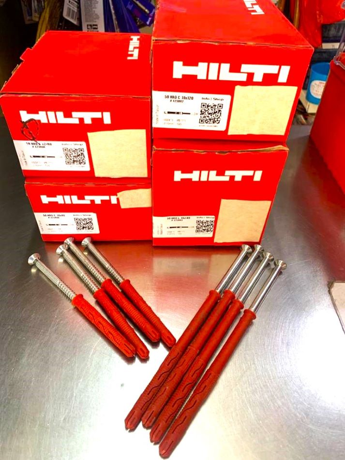 Hilti喜利得門框螺絲連紅色膨脹膠塞-HRD-塑膠框架錨栓-PLASTIC-FRAME-ANCHOR-沈頭石屎螺絲